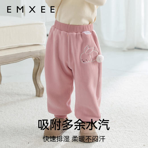 嫚熙童装双面奥粒绒长裤秋冬款男女宝宝透气休闲裤儿童保暖运动裤 商品图4