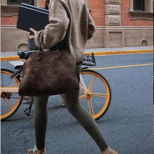 【顺丰包邮】53557 洛诗琳美拉德高级感乌木棕羊京皮托特包0151 商品图2