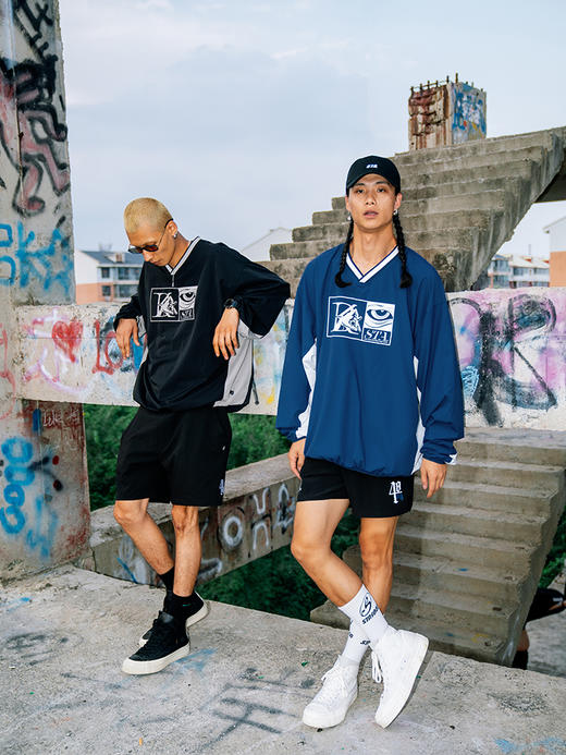 BK2024秋季复古拼接宽松训练服长袖 商品图0