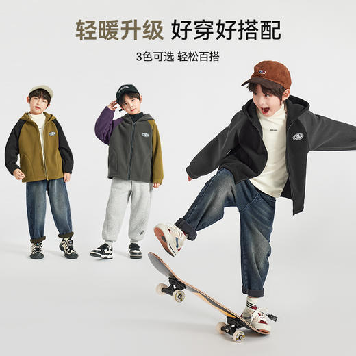 【团购价69.9】多多家男童摇粒绒外套秋冬款2024新款儿童中大童上衣10001 商品图3