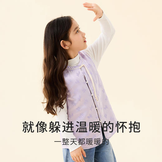 金三塔桑蚕丝丝绵提花儿童保暖背心女新中式秋冬新品马甲棉袄  BBY035 商品图2