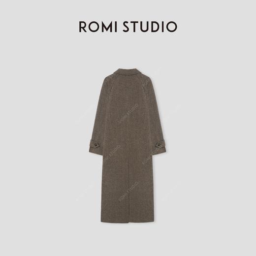 ROMI STUDIO“棕标甄选”100绵羊毛双面加厚人字纹长款风衣431DS291 商品图1
