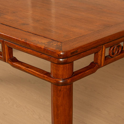 二十世纪 黄花梨双劈料圆包圆双圈卡子花大画桌 商品图4