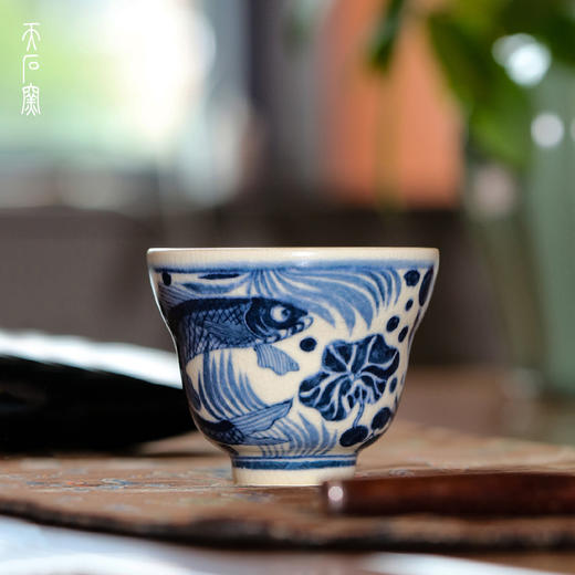 问鼎天石窑白陶泥元青花福禄杯（鱼藻纹） 商品图0