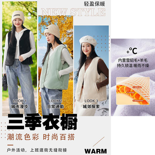 康博  羊毛雪貂绒正反两面穿马甲 355（女款）+3551（男款） 商品图2