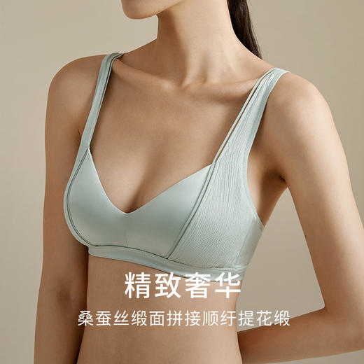 【里外桑蚕丝】金三塔桑蚕丝提花缎面文胸女无钢圈侧推聚拢内衣新品  NZFED303 商品图2