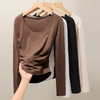 秋季新款【复古大U领】时尚简约女式保暖上女内搭西装可外穿打底257基础大圆领打底衫 商品缩略图6