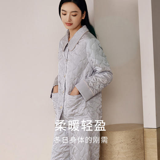 【暖暖家居服】金三塔桑蚕丝丝绵刺绣棉袄女保暖家居服长袖长裤套装  YSFED204 商品图1