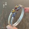 丁摩 足银999.9带证书描金珐琅26g+砂旧珐琅百福实心开口手镯4ZF-663F 商品缩略图2
