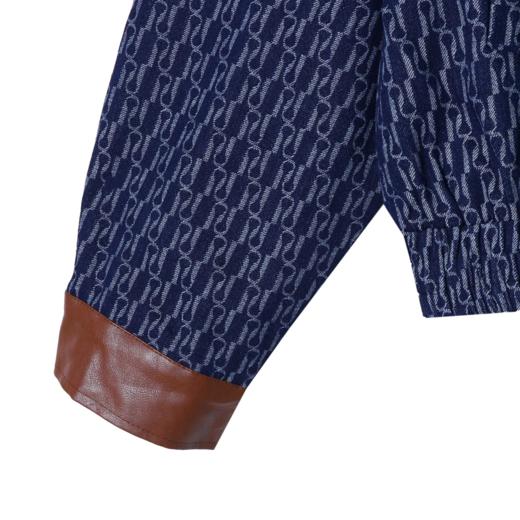 WT75新款韩版潮流印花短裤牛仔外套百搭复古拼接撞色上衣夹克 商品图4