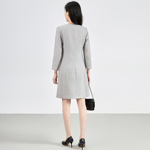 【高货wl】全新升级【铂金会员367/天猫489/差价122】(11910) 洛诗琳名媛气质小香风收腰遮肉长袖亮片编织粗花呢连衣裙 商品图4