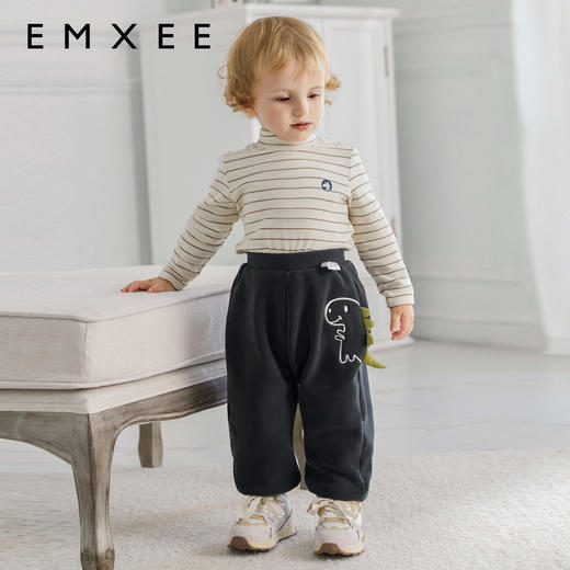 嫚熙童装双面奥粒绒长裤秋冬款男女宝宝透气休闲裤儿童保暖运动裤 商品图0