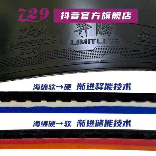 友谊729 奔腾无极乒乓球套胶 差色海绵反胶粘性专业单片 商品图2
