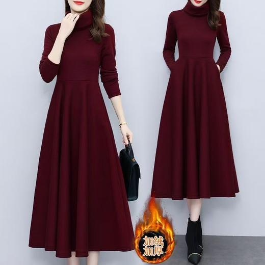A1088冬季打底连衣裙女秋冬季2024新款长款加厚加绒配大衣的内搭长裙子 商品图0