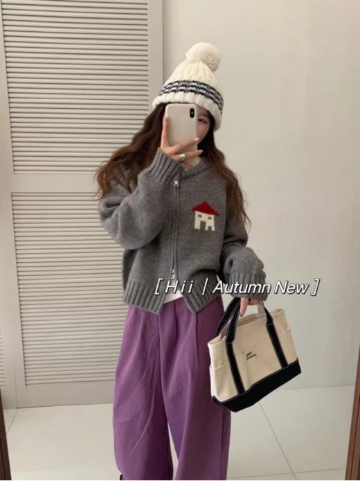 🍂🍂【岚可可小房子提花圆领拉链开衫】🌈它！来！啦！！！ 💓💓穿过开衫的宝子们都知道，😎这个季节，🤩外套真是人手一件呐🍂！ 商品图4