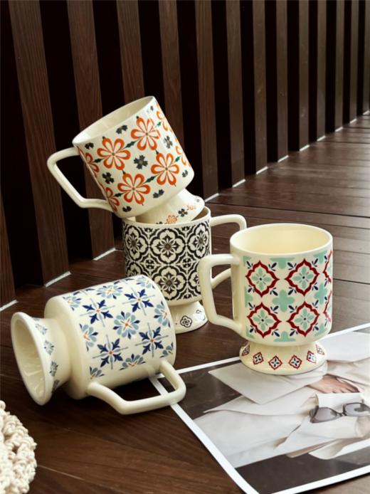 🎀高颜值分享杯子☺️中的奢侈品💥今天它来了【YOOHOPE波西米亚系列-复古花砖马克杯】💥♞自带高级感的陶瓷水杯🔥#简约又带着复古风格颜值🌸 商品图0