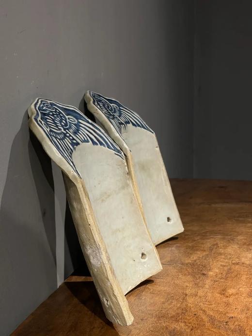 青花模造凤纹瓷瓦当一对，顺丰包邮 商品图6