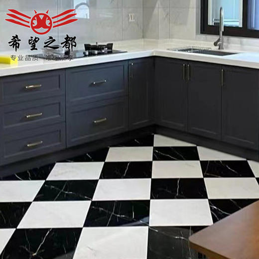 洗手间格地板砖厨房防滑格子过道棋盘地砖地砖黑白卫生间浴室特色 商品图1