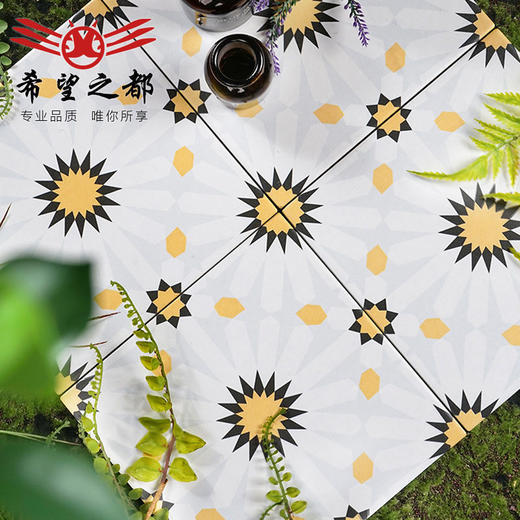 小墙砖风卫生间雏菊瓷砖地砖橙黄小浴室阳台200x200花砖法式奶油 商品图3