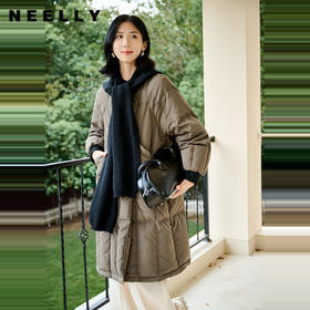 NEELLY纳俪商场同款冬季新款通勤简约毛领长款羽绒服女保暖外套N24104L07737