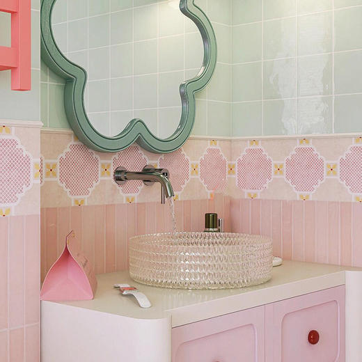 卫生间彩色洗漱台上盆洗脸盆多巴胺浴室柜组合台撞色柜洗手池 商品图2