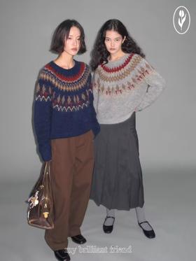 shyshystill/shy202408051/费尔岛羊毛马海毛重工设计感原创经典套头上衣