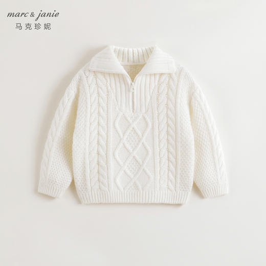 马克珍妮男童立体扭花polo领毛衣儿童针织衫2024年秋冬新品241766 商品图1