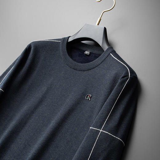 【加绒】【绵羊毛】【新款DDS】大依优型大码男装圆领毛衫线衣针织衫休闲加肥加大男士胖子大码内搭上衣毛衣 商品图3