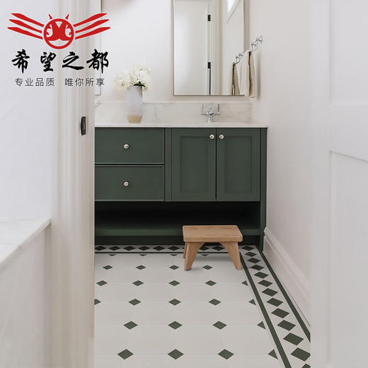 复古厨房黑绿色法式红玄关地板砖全卫生间花砖阳台八角意式小瓷砖 商品图3