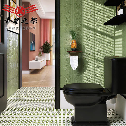 300900墙砖浴室瓷砖牛油果法式卫生间布地砖绿海基小复古浪漫花砖 商品图1