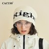 CACUSS冷帽百搭大头围套头帽秋冬季女保暖个性毛线帽针织帽字母款ZZ240635 商品缩略图3