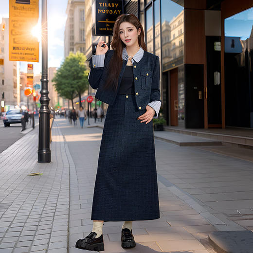 奢姿大码女装2024冬季气质翻领小香风两件套胖妹妹时尚穿塔套装9944991119 商品图3