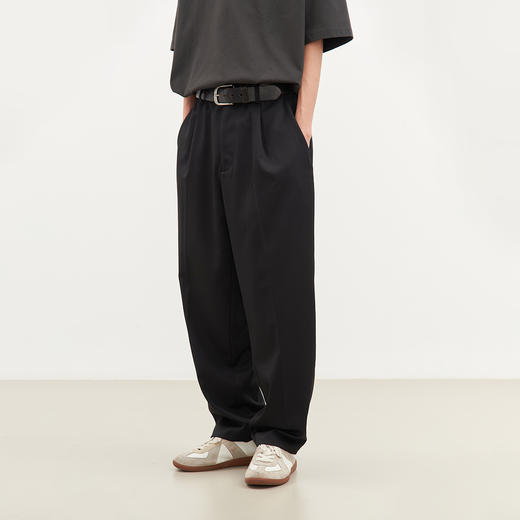 吃茶去chichaqu2024单褶抗皱休闲西裤宽松微锥垂感基础百搭 商品图0