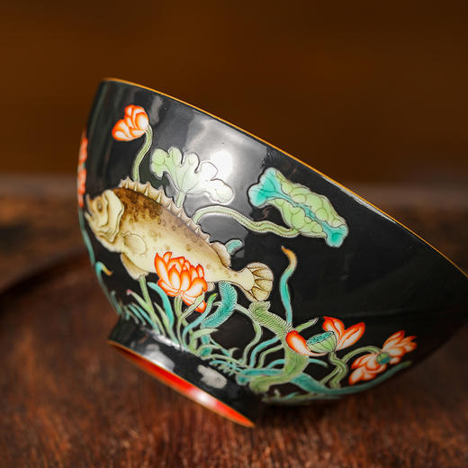 溢珍堂黑地鱼藻纹单杯 商品图2