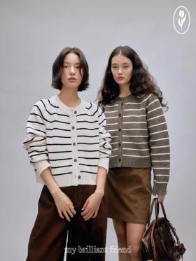 shyshystill/shy202408022/重磅700g全羊毛经典条纹针织开衫