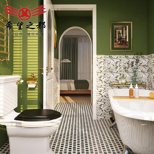 网厨房花砖复古卫生间地砖墙砖瓷砖浴室红牡丹厕所法式300x800 商品图1