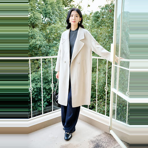 NEELLY纳俪商场同款冬季新款气质通勤羊毛呢大衣女西装翻领长外套N24104N07752 商品图2