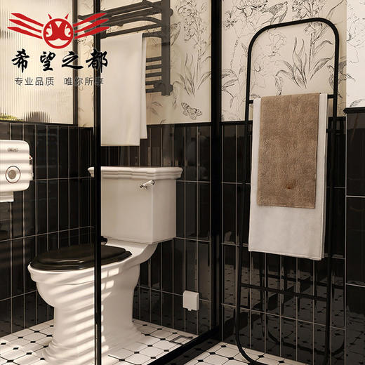 小法式花砖瓷砖卫生间300x300浴室墙砖地砖黑白复古厨房酷黑厕所 商品图0