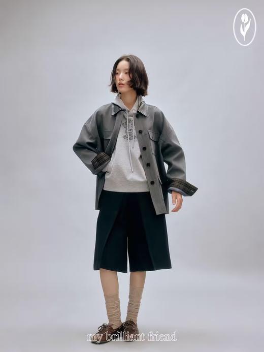 shyshystill/shy202408008/重工水洗棉好版型工装口袋格纹拼袖口拼领夹克 商品图3