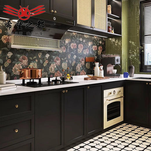 墙砖地砖砖复古300x900瓷砖厕所墨绿色浴室法式玫瑰花厨房卫生间 商品图0