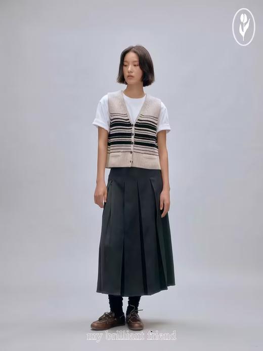 shyshystill/shy202408016/v领粗细条纹高品质全羊毛重磅无袖马甲 商品图4