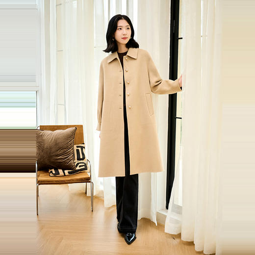 NEELLY纳俪商场同款冬季新款气质通勤纯羊毛长款双面呢大衣外套女N24104N07753 商品图2