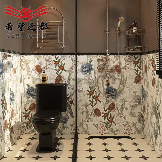 哑光法式护墙板防滑卫生间地砖浴室墙砖焦餐厅花砖客糖色复古瓷砖 商品图2
