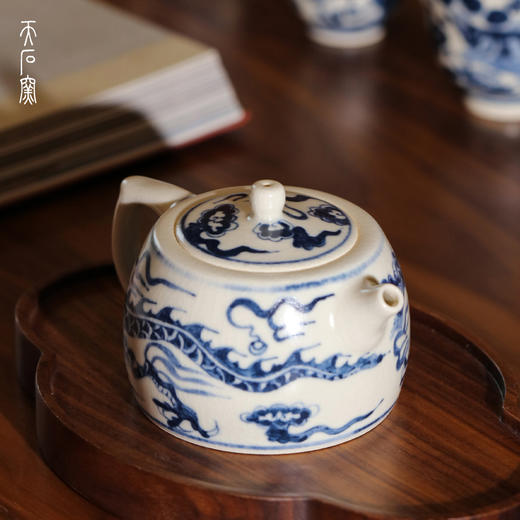 问鼎天石窑白陶泥元青花井栏壶（龙）（缺货） 商品图3