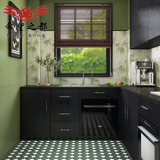 南洋卫生间墙砖厨房浴室法式花砖瓷橄榄绿地砖竹叶复古300x900风 商品图3