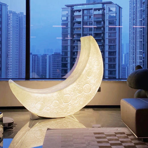 月亮卧室灯网红样板间户外装饰北欧客厅月牙设计师躺椅落地灯氛围 商品图3