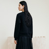 玳莎黑色压花圆领卫衣2024冬季新款通勤时尚休闲落肩袖内搭上衣女  ED32301 商品缩略图3