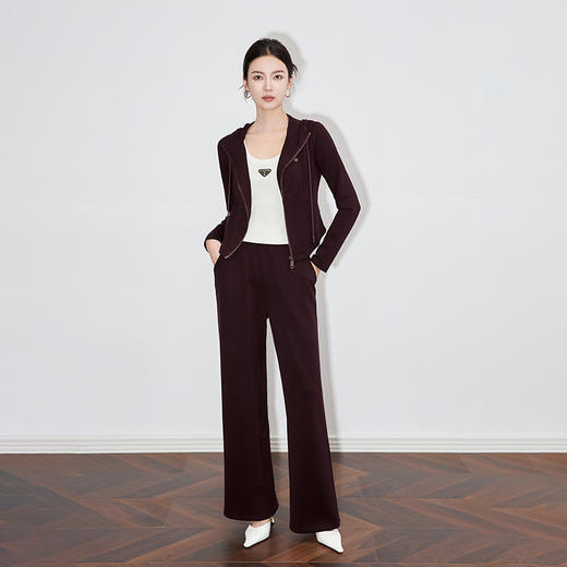 休闲运动套装时尚洋气开衫连帽拉链上衣两件套WLZD2430303 商品图0