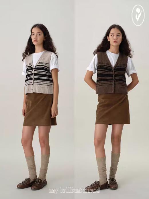 shyshystill/shy202408016/v领粗细条纹高品质全羊毛重磅无袖马甲 商品图2