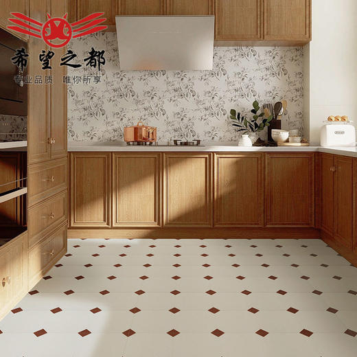 复古厨房黑绿色法式红玄关地板砖全卫生间花砖阳台八角意式小瓷砖 商品图1